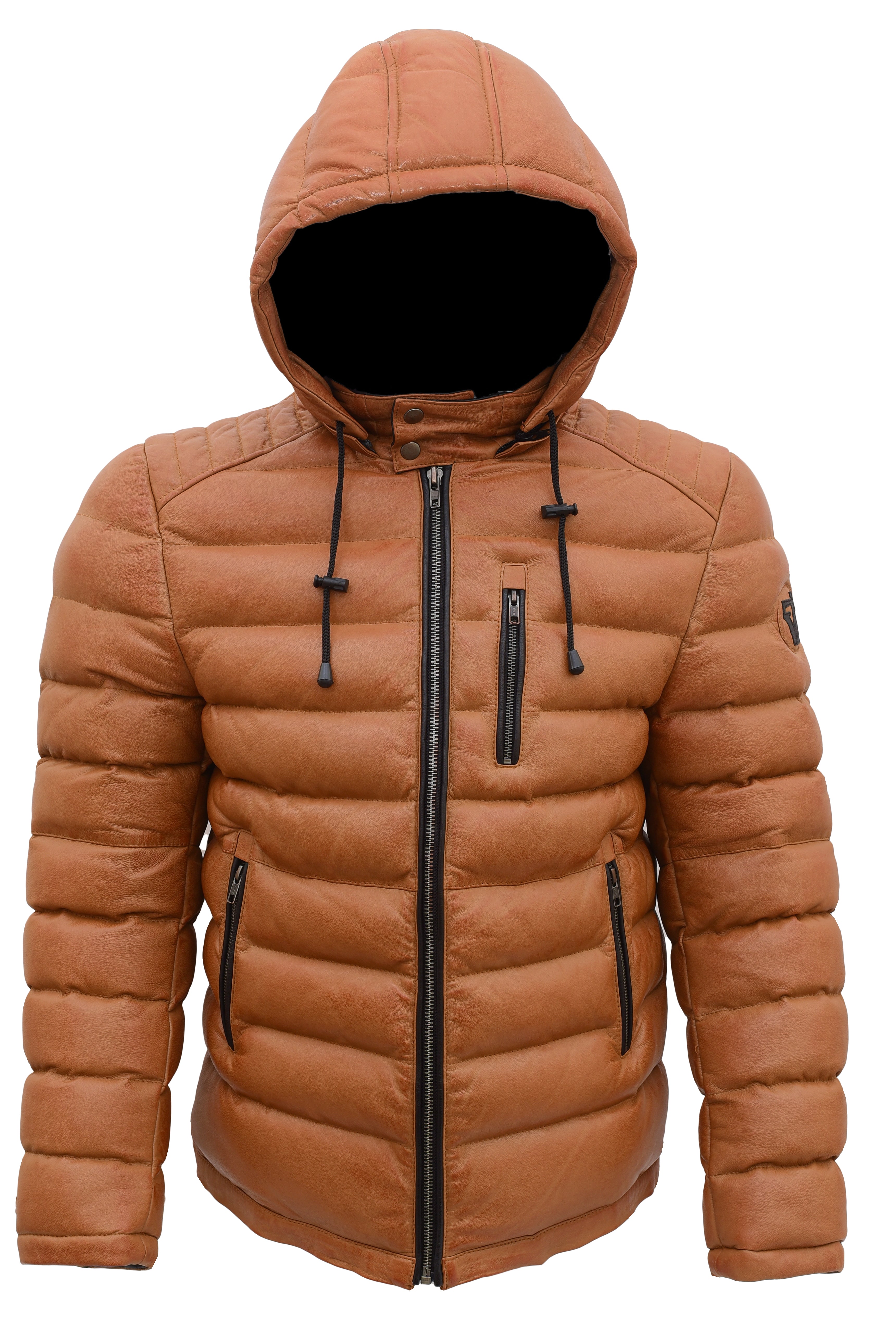 Brown Wax Bubble Winter Jacket – Sheep Wax Fabric with Removable Hood
